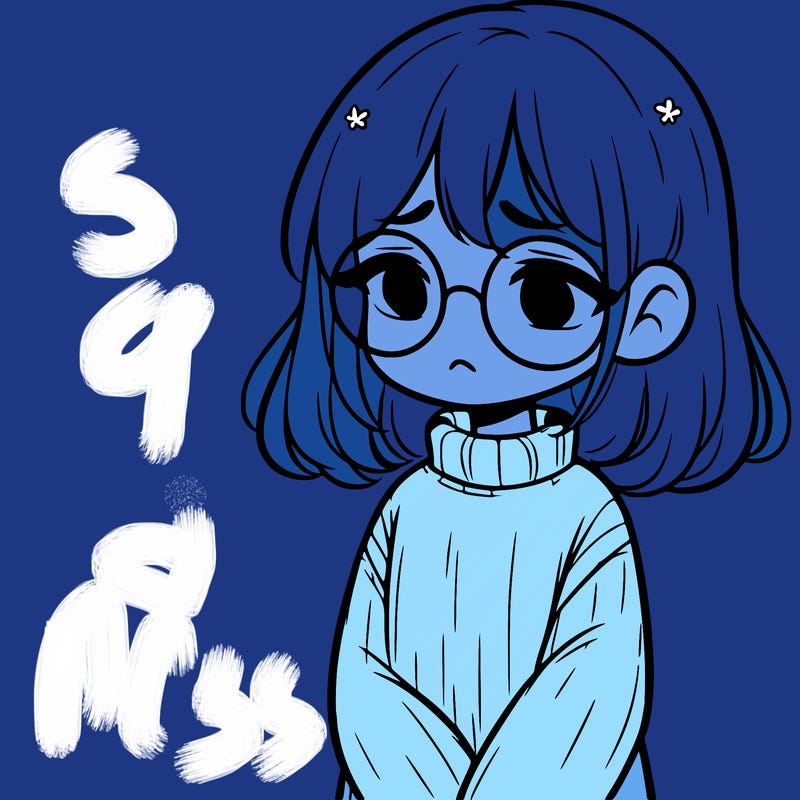 sad girl with glasses in a sweater