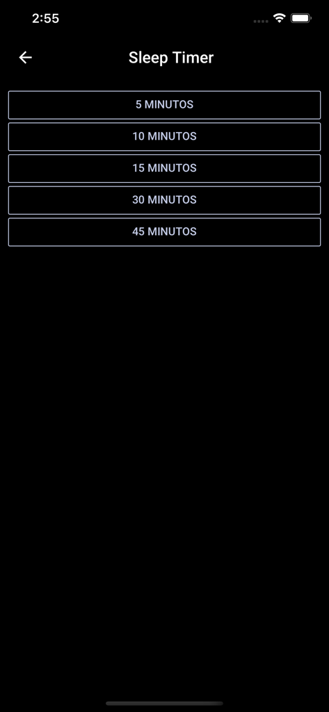 A Rádio Rock - Interface of the sleep timer feature in the A Rádio Rock mobile app showing time selection buttons