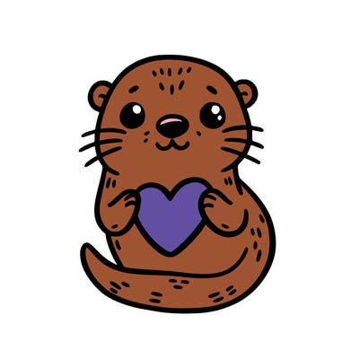 otter with a heart