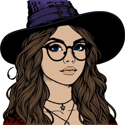 a witch with glasses realistic