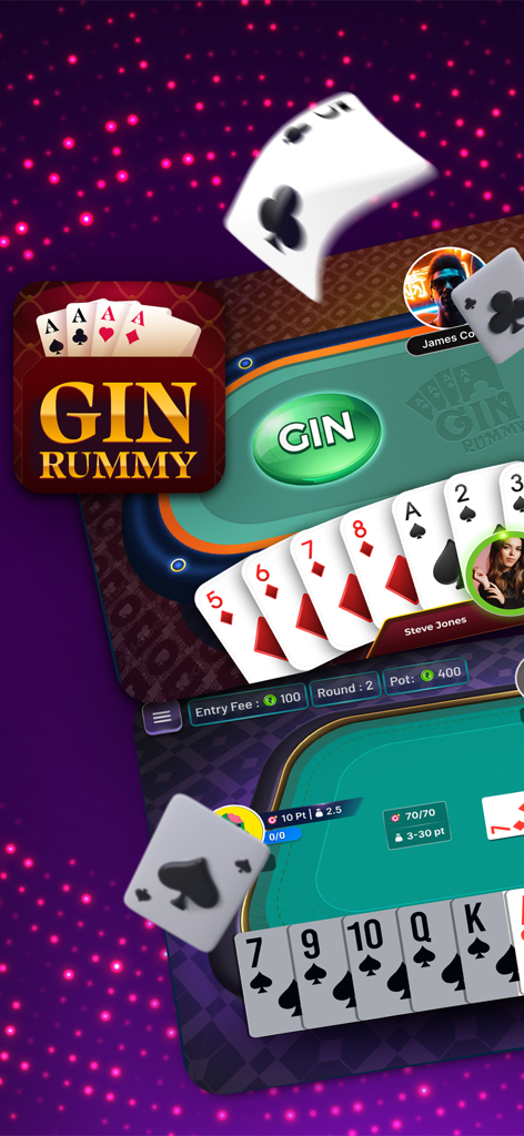 Mobile screen showing the Gin Rummy game interface from the MPL cash games app