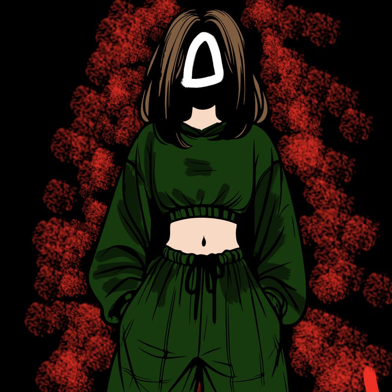 realistic girl faceless with baggy pants and a crop top