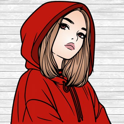 a realistic girl in a hoodie