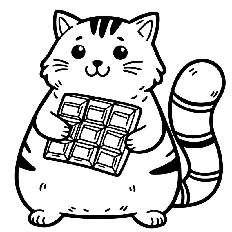 cat holding chocolate