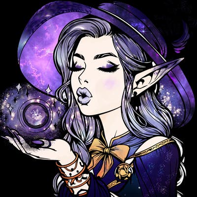 realistic elf casting a spell with lips