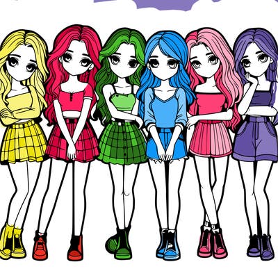 a group of girls realistic