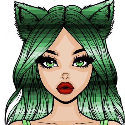 realistic girl with fox ears and realistic lips