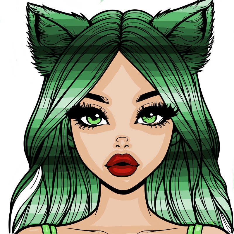 realistic girl with fox ears and realistic lips