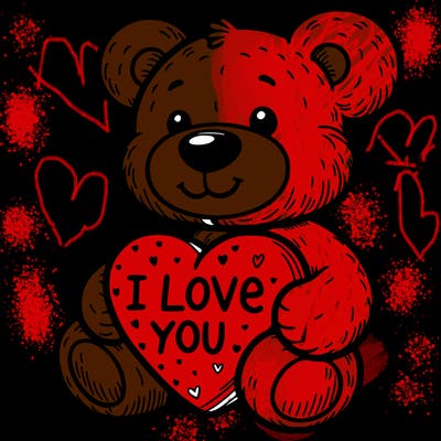 teddy bear holding an i love you heart