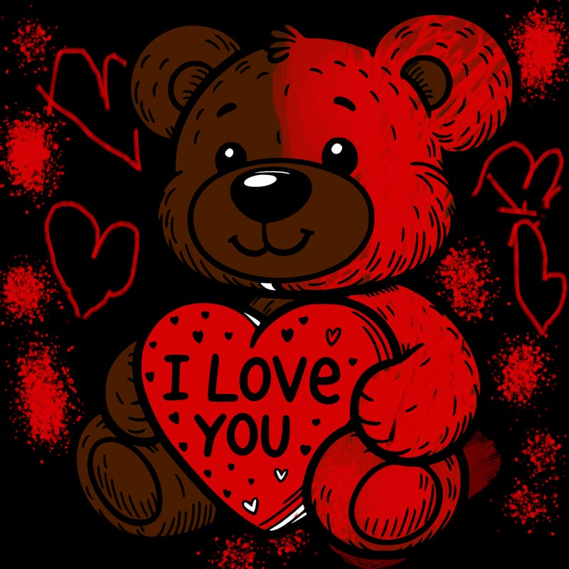 teddy bear holding an i love you heart