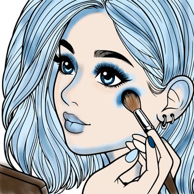 a realistic girl doing her makeup