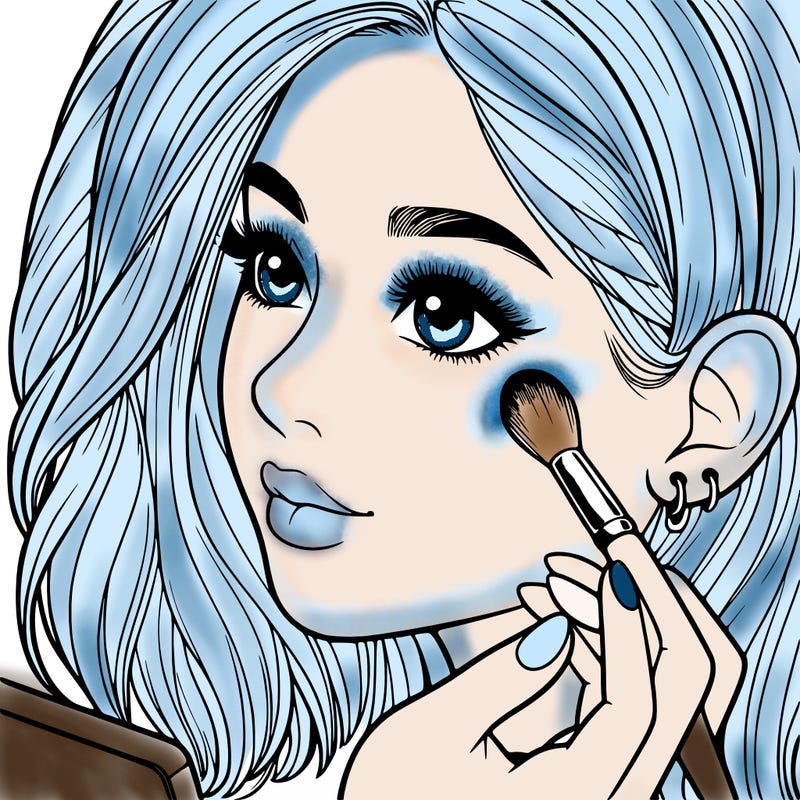 a realistic girl doing her makeup