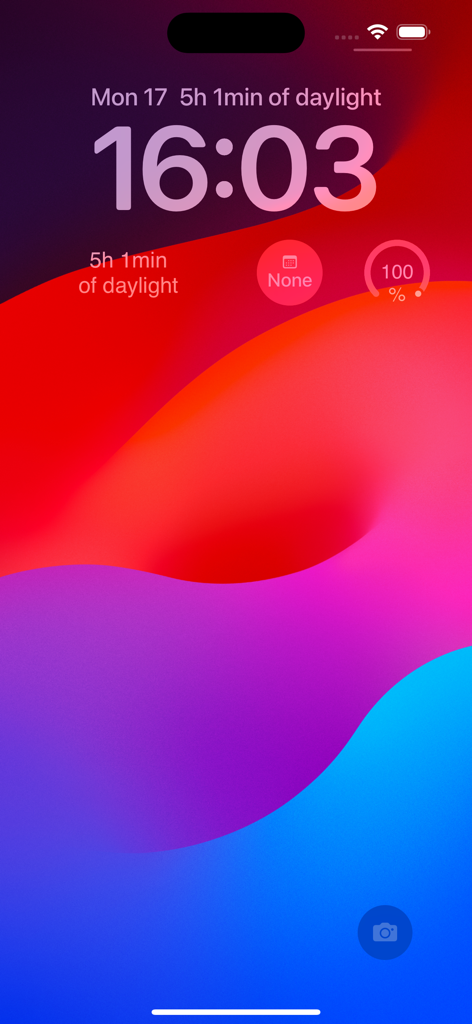 Tela de bloqueio do iPhone apresentando widgets de progresso de orçamento e rastreamento de despesas