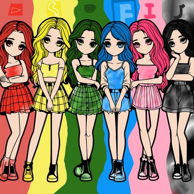 a group of girls realistic