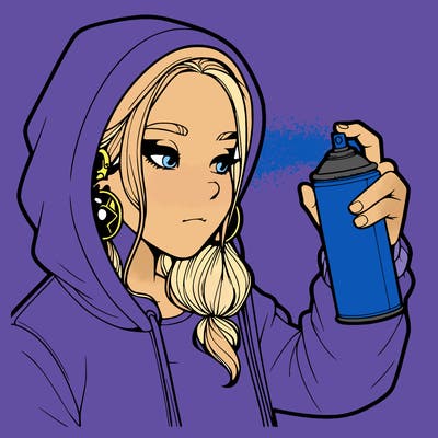 a realistic girl, spray painting