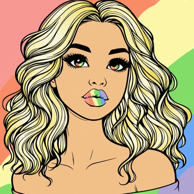 realistic girl with wavy hair and lips