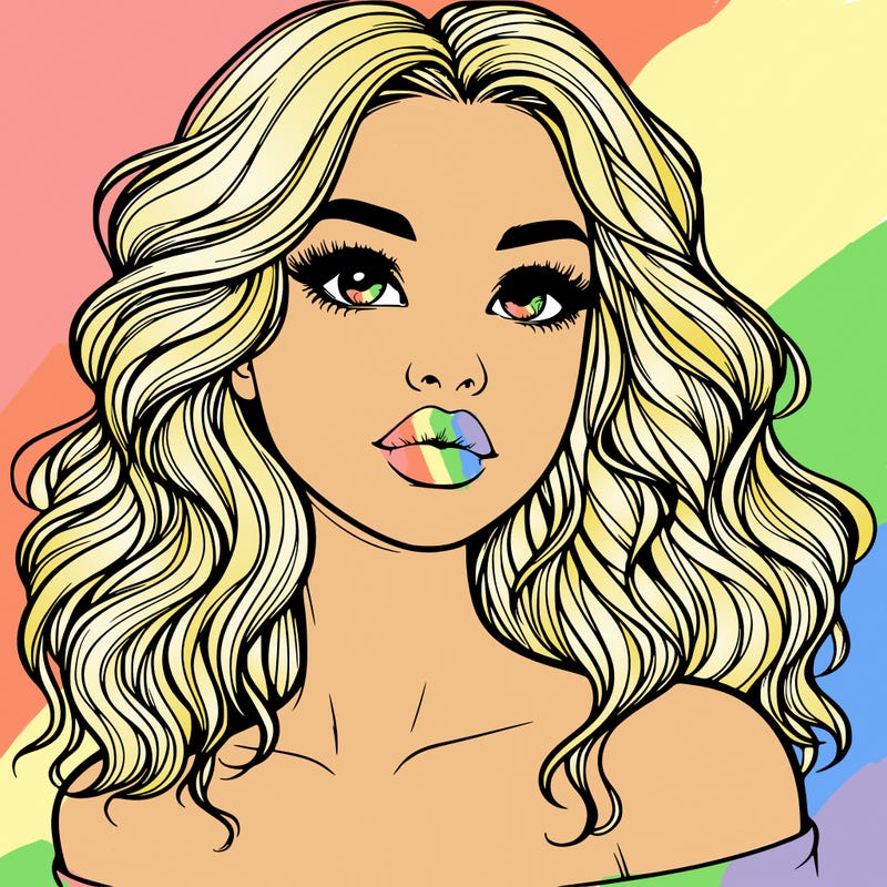 realistic girl with wavy hair and lips