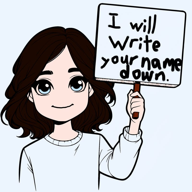 realistic girl holding up a sign