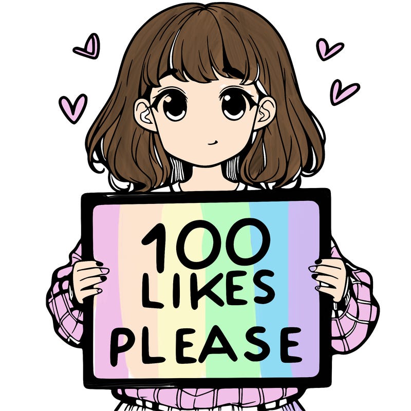 a girl holding a sign saying 100 likes please
