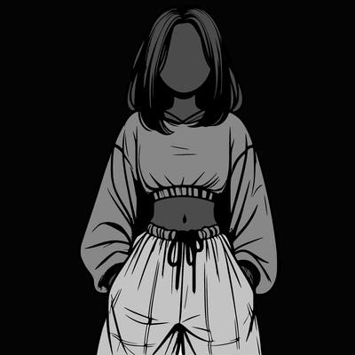 realistic girl faceless with baggy pants and a crop top