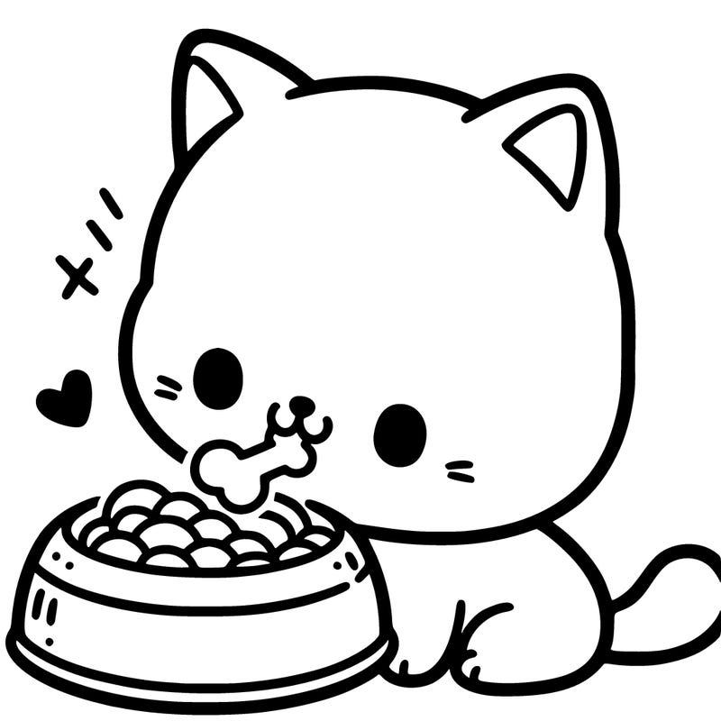 a cute cat eating food