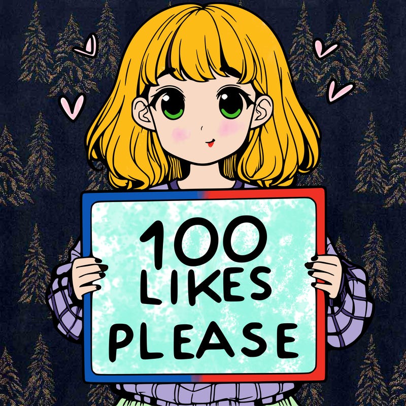 a girl holding a sign saying 100 likes please