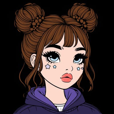 realistic girl with space buns
