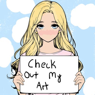 realistic girl with long hair holding a blank sign