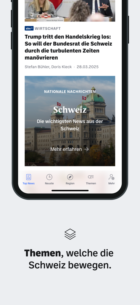 Aargauer Zeitung - Aargauer Zeitung news app interface showing Swiss national news articles