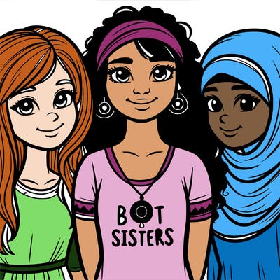 three sisters with a best sisters necklace