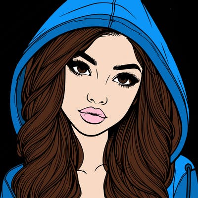 realistic beautiful girl with a hood on