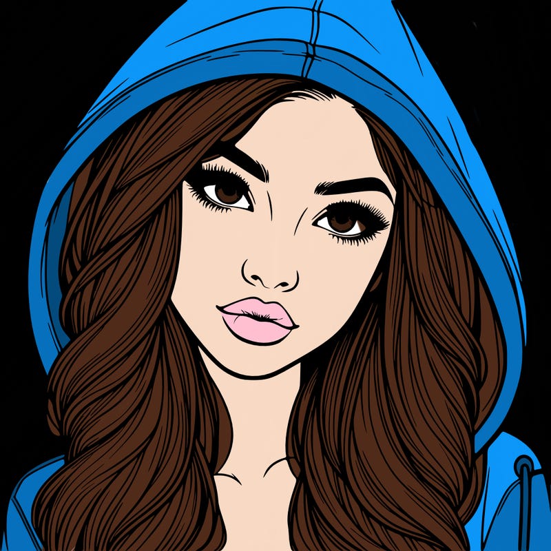 realistic beautiful girl with a hood on