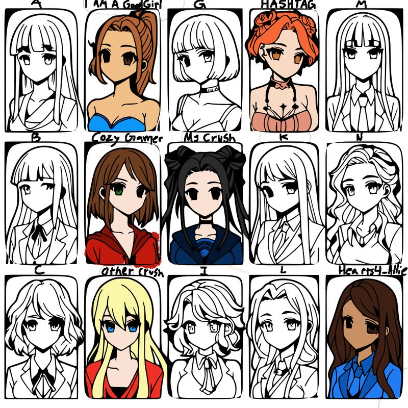 girls that look diffrent anime