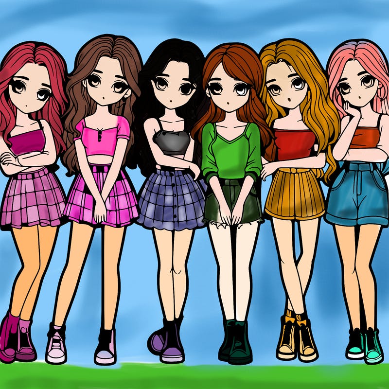 a group of girls realistic