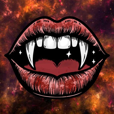 lips with vampire teeth