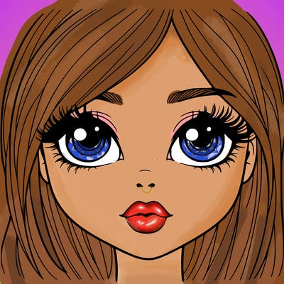 a realistic girl with small eyes big lips long eyelashes