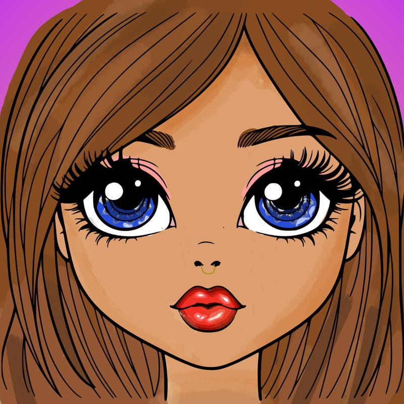 a realistic girl with small eyes big lips long eyelashes