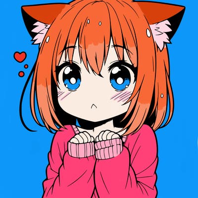shy anime catgirl