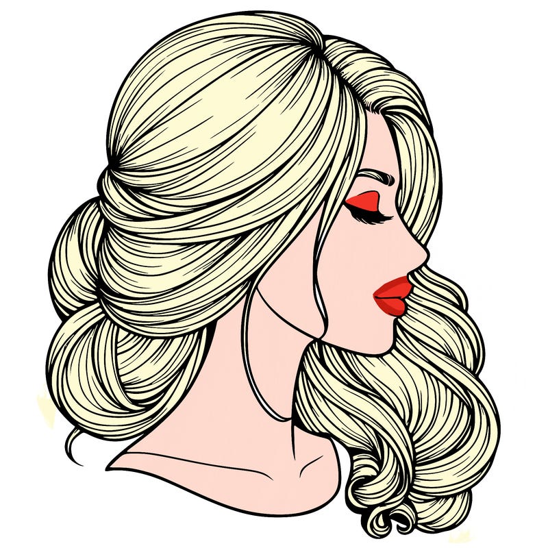 realistic woman's head & hair
