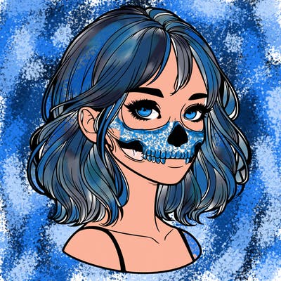 realistic girl with skull