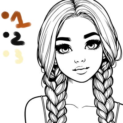 realistic girl with braids