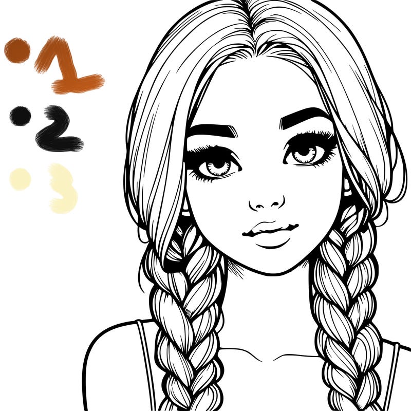 realistic girl with braids