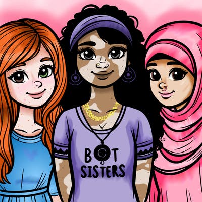 three sisters with a best sisters necklace