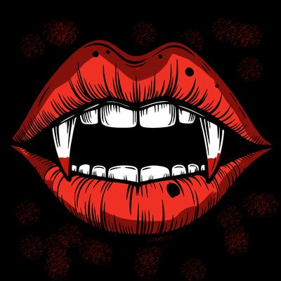 lips with vampire teeth