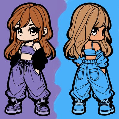 girl in crop top and baggy pants