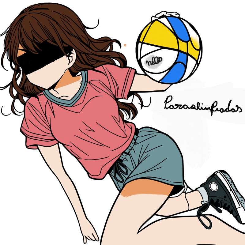 teen manga girl playing basketball