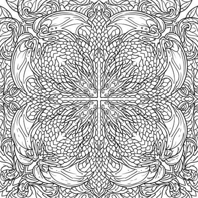 Dive into a mesmerizing world of mythical creatures with this intricate Kaleidoscope Dragon coloring page. Specifically designed for teens, this complex radial pattern offers hours of engaging and creative artistic expression.