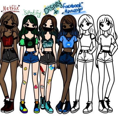 a group of girls wearing crop tops and shorts