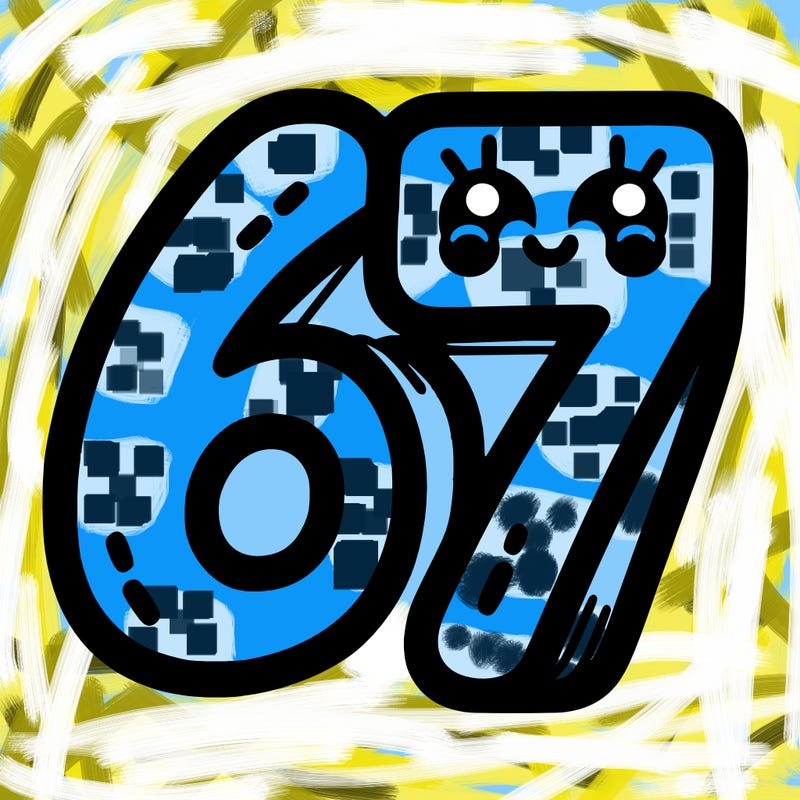 the numbers 67
