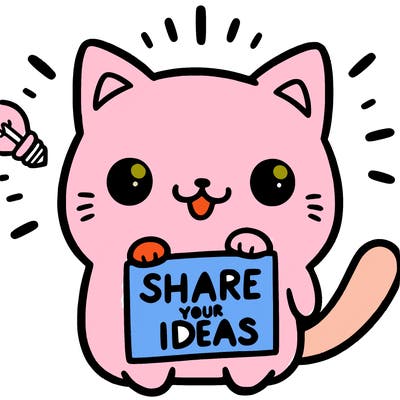 a cute cat saying share your ideas